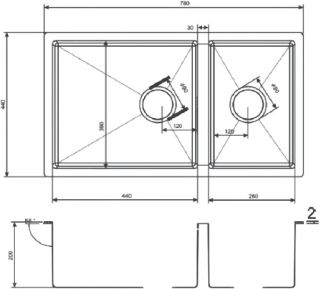 Мойка кухонная Zorg Light ZL R 780-2-440